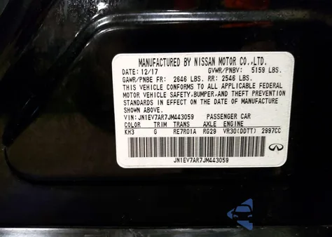 2018 Infiniti Q50 3.0T Luxe from USA, damaged, VIN JN1EV7AR7JM443059